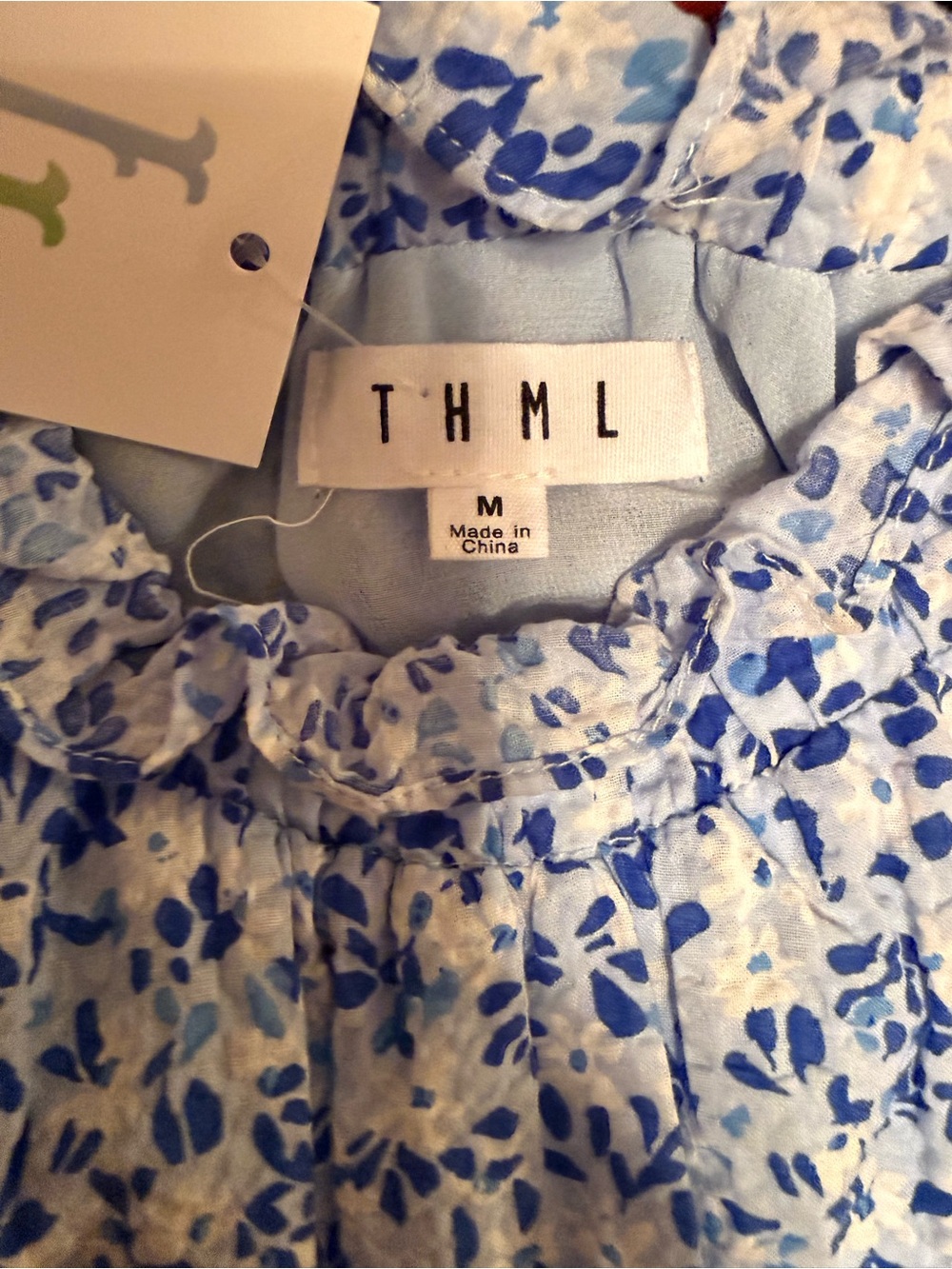 THML Sleeveless Blue Floral Ruffle-Hem Mini Dress - Picture 6 of 6